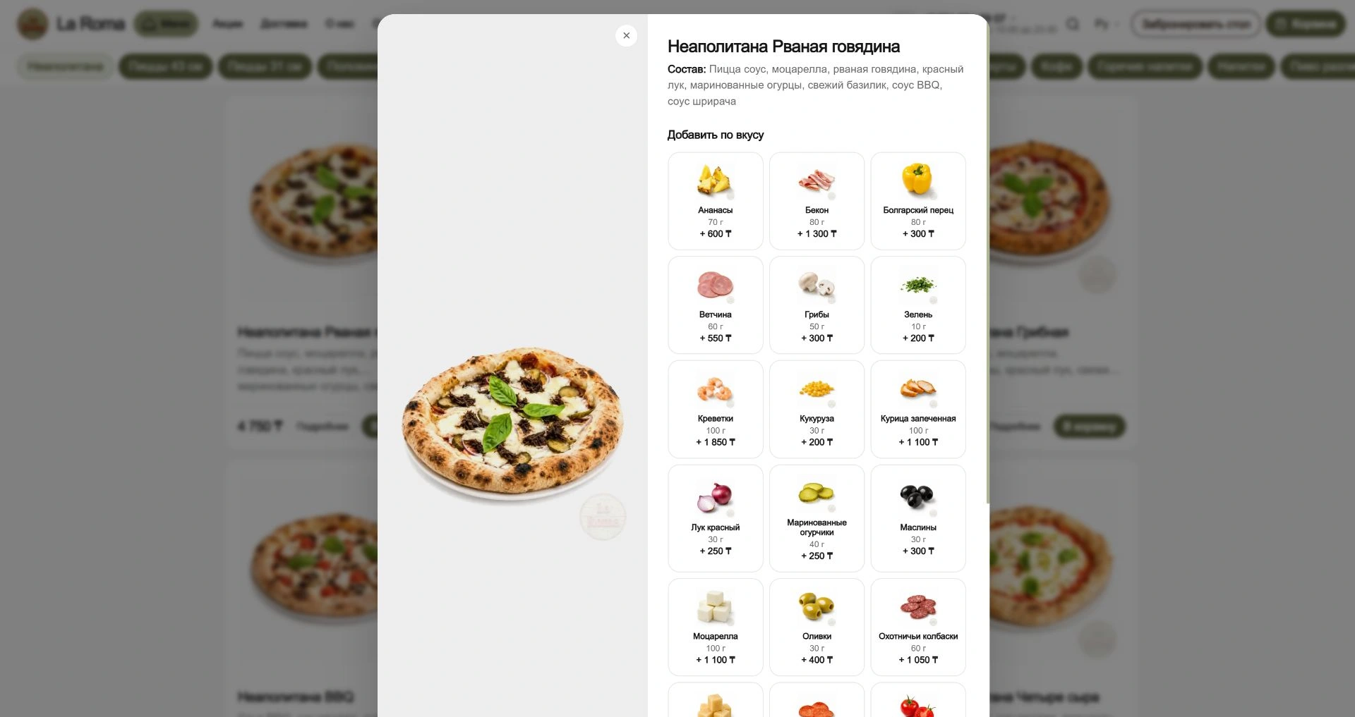 Карточка пиццы